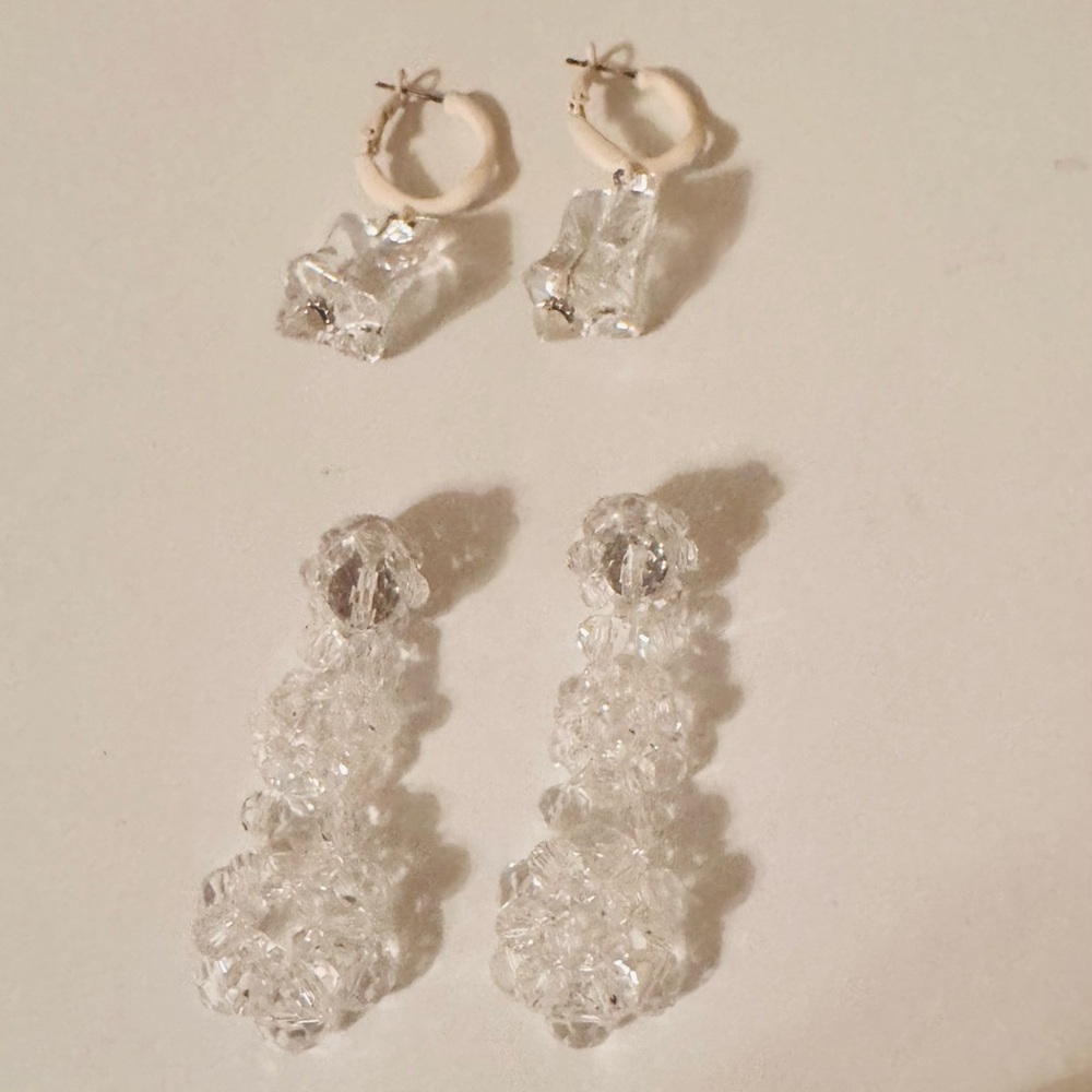 Set of 2 Clear Acrylic Earrings, Ice Cube Earrings and Clear Dangle Earrings - Picture 3 of 7
